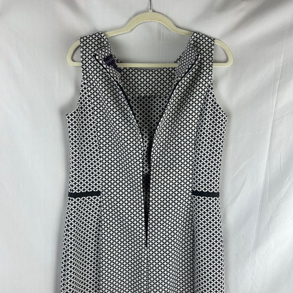 Long Tall Sally Black White Geometric Print Sleeveless Sheath Dress Size 8 Long - Picture 8 of 9